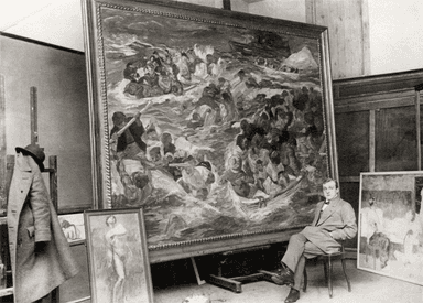 Max Beckmann in seinem Atelier