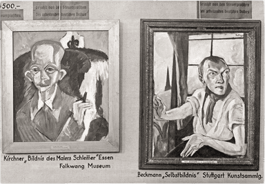 Blick in die Ausstellung Entartete Kunst