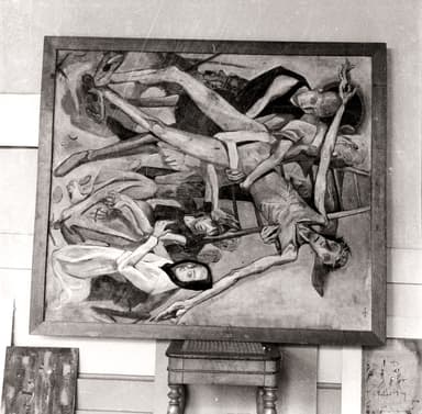 Blick in das Depot »international verwertbarer« Kunst im Zuge der Aktion »Entartete Kunst« auf Schloss Schönhausen, Niederschönhausen