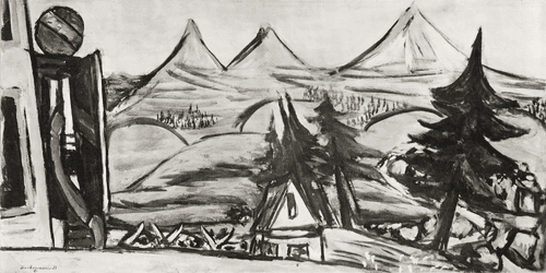 379 Landschaft mit Tankstelle